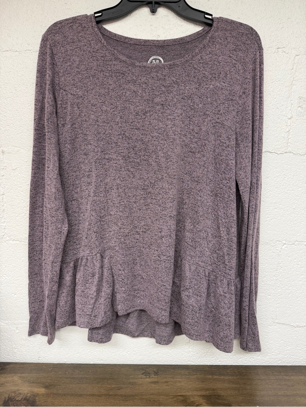 Soft Heather Mauve Long-Sleeve Crewneck Peplum Sweater